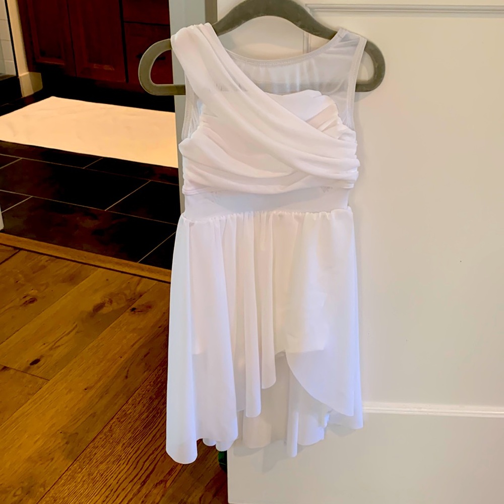Mesh dress dance wear, white, Size SC (6-6x). Never worn!